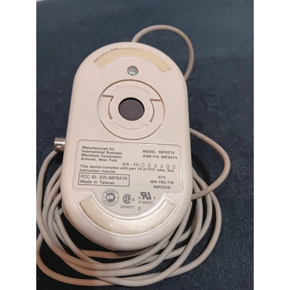 Vintage‎ IBM PS/2 2-Button Wired Ball Mouse 96F9275 96F9274 Beige Retro PC